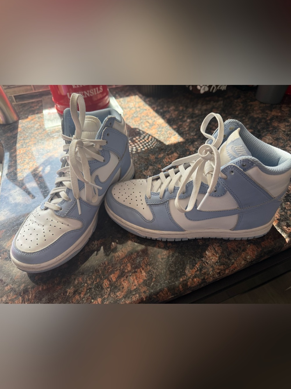 Nike Dunks Women’s High-Top Sneakers in Light Blue and White